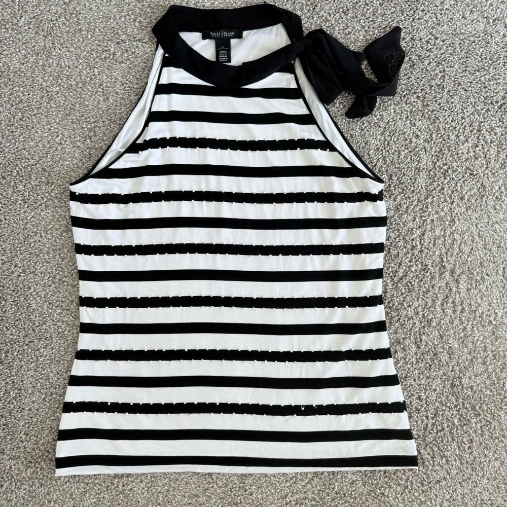WHITE HOUSE BLACK MARKET | striped halter top with tie detail - Picture 8 of 10
